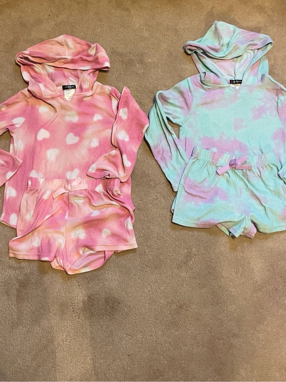 Cuddl Duds Girls Tie-Dye Hooded Set - Pink & Mint